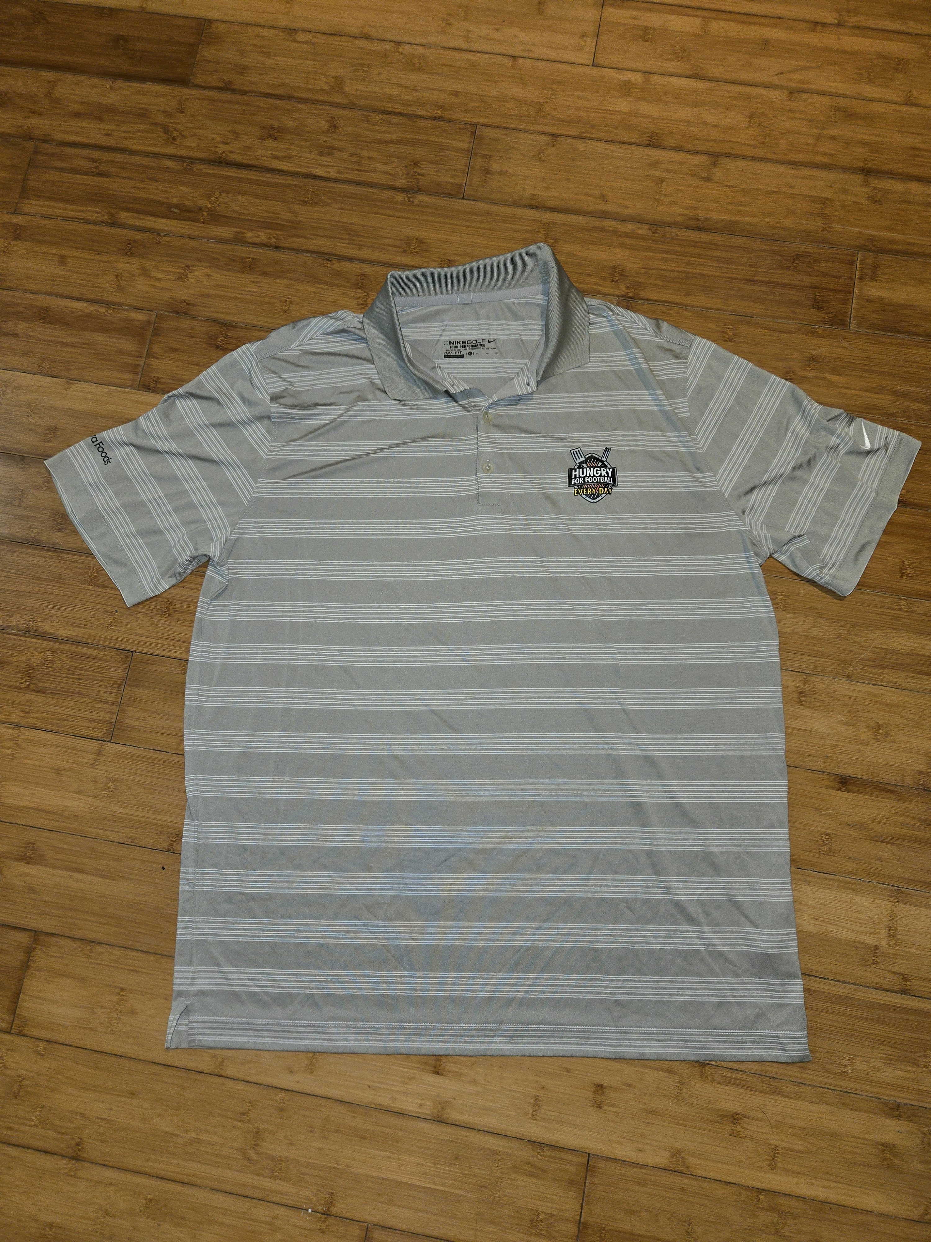 Nike Golf Polo Shirt Mens Xl Grey Striped Short Sleeve